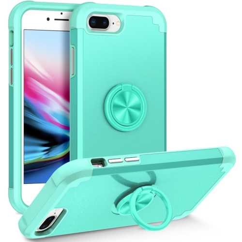 

For iPhone 8 Plus / 7 Plus L2 Rotating Ring Holder Magnetic Phone Case(Mint Green)