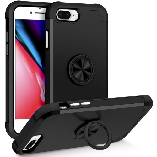 

For iPhone 8 Plus / 7 Plus L2 Rotating Ring Holder Magnetic Phone Case(Black)