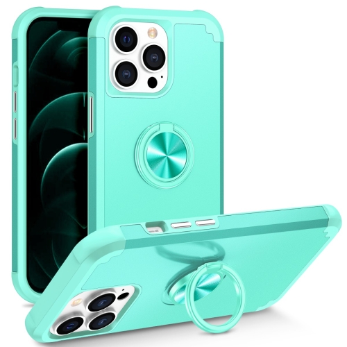 

For iPhone 12 Pro Max L2 Rotating Ring Holder Magnetic Phone Case(Mint Green)