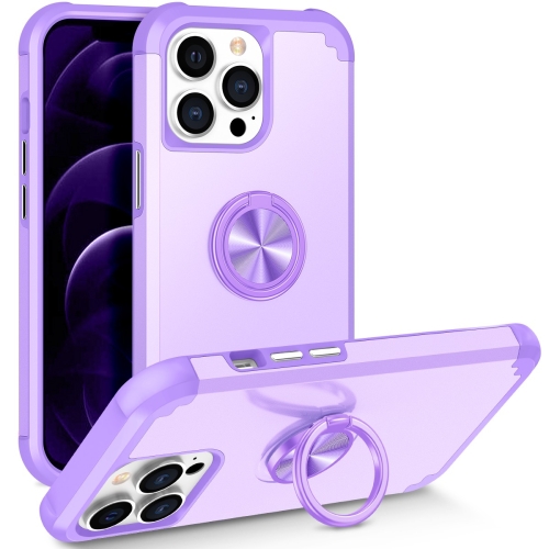 

For iPhone 12 Pro Max L2 Rotating Ring Holder Magnetic Phone Case(Light Purple)