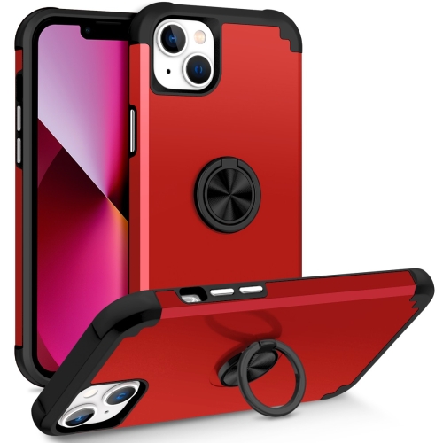 

For iPhone 13 L2 Rotating Ring Holder Magnetic Phone Case(Red)