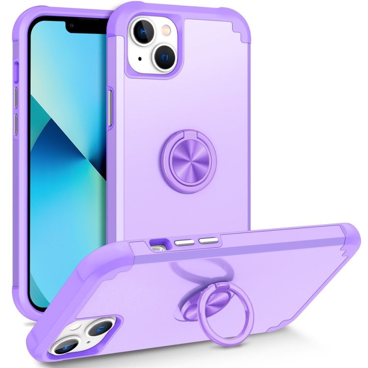 

For iPhone 13 L2 Rotating Ring Holder Magnetic Phone Case(Light Purple)
