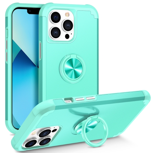 

For iPhone 13 Pro L2 Rotating Ring Holder Magnetic Phone Case(Mint Green)