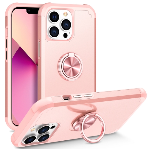 

For iPhone 13 Pro Max L2 Rotating Ring Holder Magnetic Phone Case(Rose Gold)