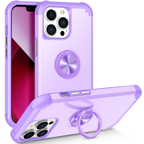 

For iPhone 13 Pro Max L2 Rotating Ring Holder Magnetic Phone Case(Light Purple)