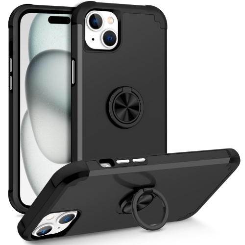 

For iPhone 15 L2 Rotating Ring Holder Magnetic Phone Case(Black)
