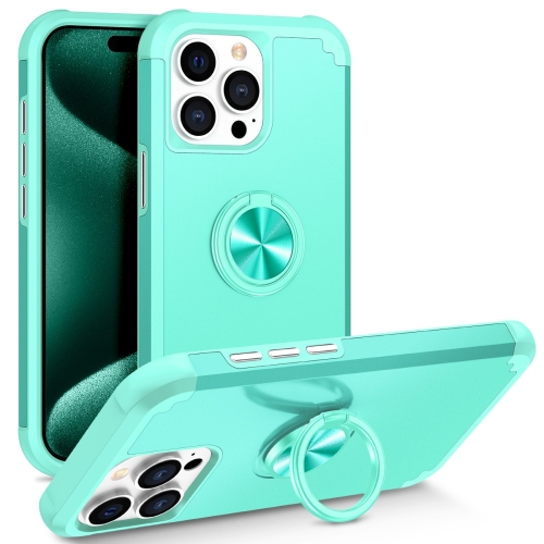 

For iPhone 15 Pro L2 Rotating Ring Holder Magnetic Phone Case(Mint Green)
