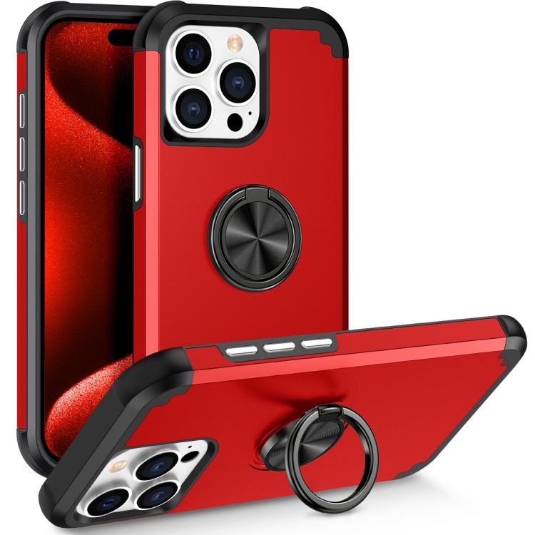 

For iPhone 15 Pro L2 Rotating Ring Holder Magnetic Phone Case(Red)