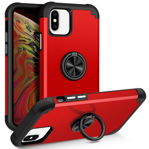 

For iPhone X / XS L2 Rotating Ring Holder Magnetic Phone Case(Red)