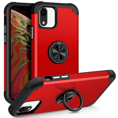 

For iPhone XR L2 Rotating Ring Holder Magnetic Phone Case(Red)