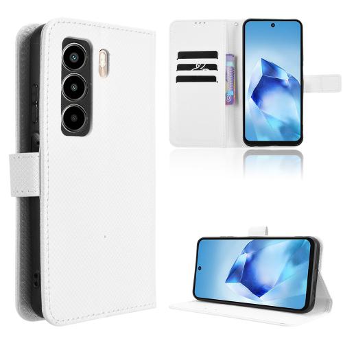 

For itel Power 70 Diamond Texture Leather Phone Case(White)