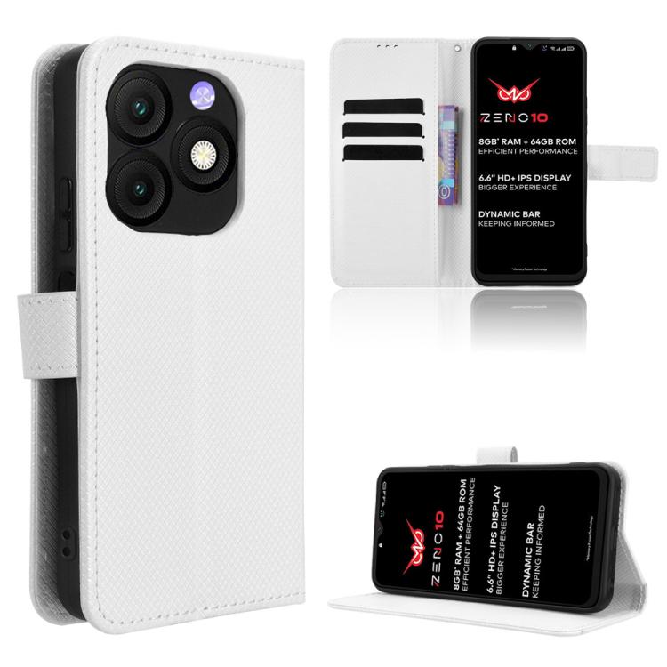 

For itel Zeno 10 Diamond Texture Leather Phone Case(White)