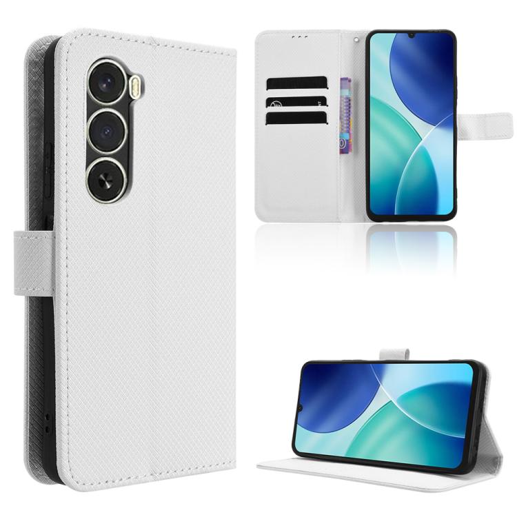 

For itel A100 4G Diamond Texture Leather Phone Case(White)