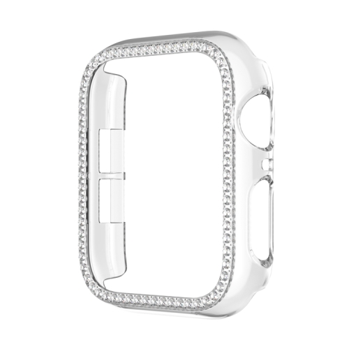 

For Apple Watch Series 6 / 5 / 4 / SE 44mm Plating Row Diamond Hollow PC Watch Case(Transparent)