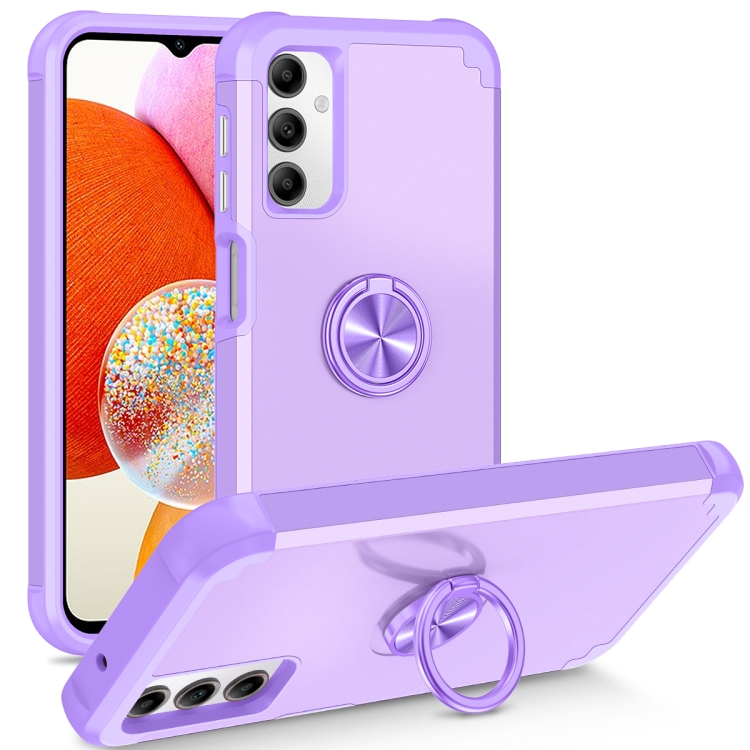 

For Samsung Galaxy A14 5G L2 Rotating Ring Holder Magnetic Phone Case(Light Purple)