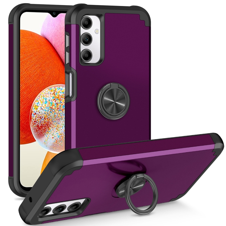 

For Samsung Galaxy A14 5G L2 Rotating Ring Holder Magnetic Phone Case(Dark Purple)