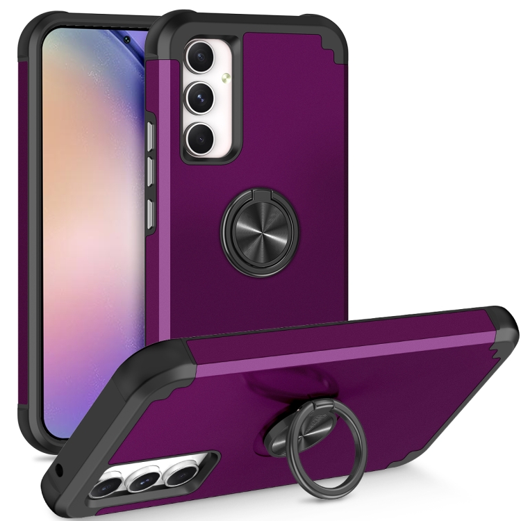 

For Samsung Galaxy A54 5G L2 Rotating Ring Holder Magnetic Phone Case(Dark Purple)