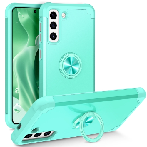 

For Samsung Galaxy S21 5G L2 Rotating Ring Holder Magnetic Phone Case(Mint Green)