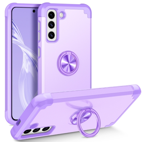 

For Samsung Galaxy S21 5G L2 Rotating Ring Holder Magnetic Phone Case(Light Purple)