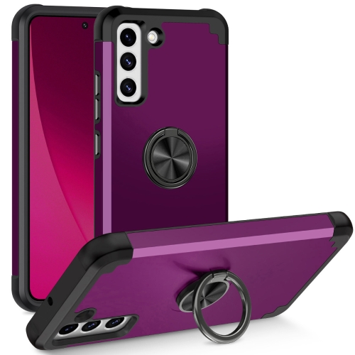 

For Samsung Galaxy S22 5G L2 Rotating Ring Holder Magnetic Phone Case(Dark Purple)