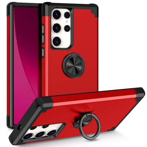 

For Samsung Galaxy S22 Ultra 5G L2 Rotating Ring Holder Magnetic Phone Case(Red)