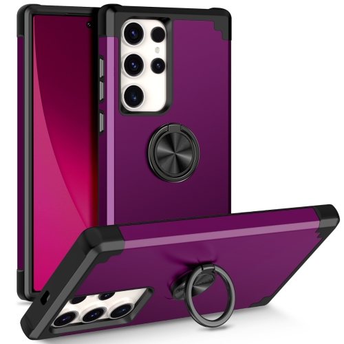 

For Samsung Galaxy S22 Ultra 5G L2 Rotating Ring Holder Magnetic Phone Case(Dark Purple)