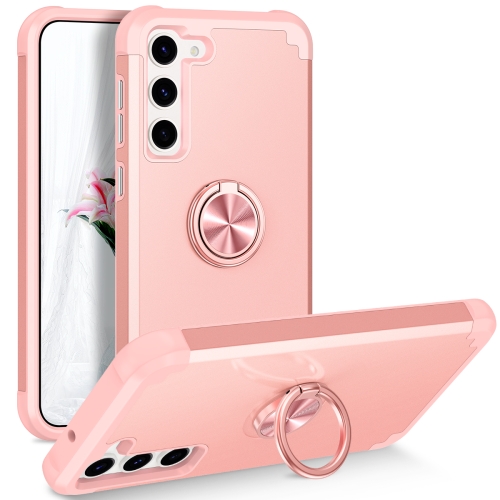 

For Samsung Galaxy S23 5G L2 Rotating Ring Holder Magnetic Phone Case(Rose Gold)