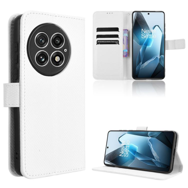 

For OnePlus 13 5G Diamond Texture Leather Phone Case(White)