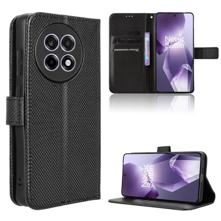 

For OnePlus Ace 5 5G / 5 Pro 5G / 13R 5G Diamond Texture Leather Phone Case(Black)