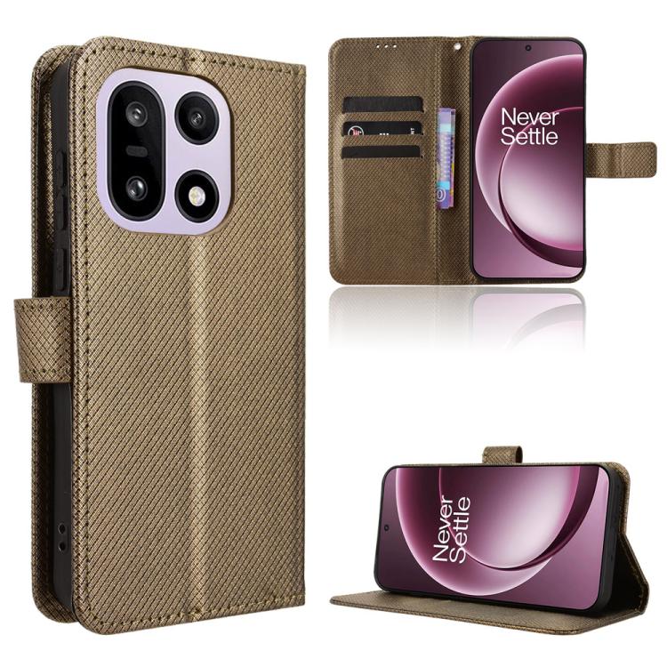 

For OnePlus 15 Diamond Texture Leather Phone Case(Brown)