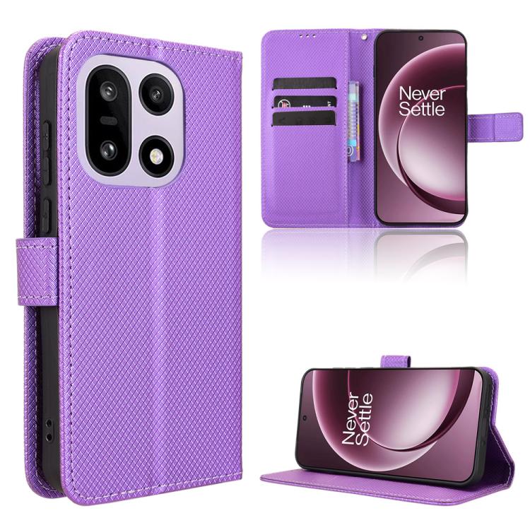 

For OnePlus 15 Diamond Texture Leather Phone Case(Purple)