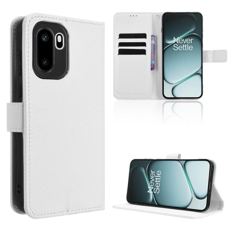 

For OnePlus Ace 6 / Ace 6T / 15R Diamond Texture Leather Phone Case(White)