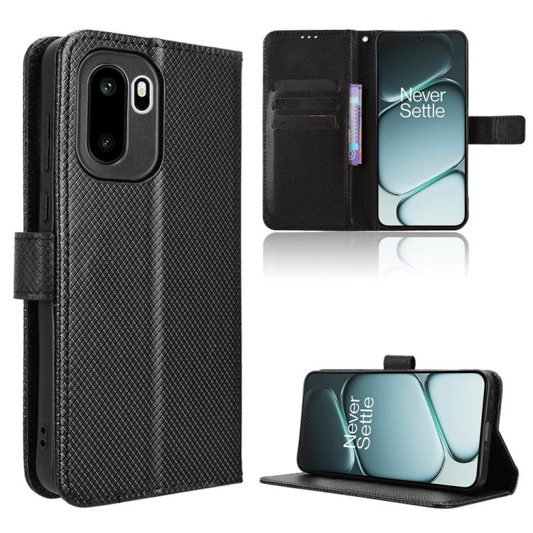 

For OnePlus Ace 6 / Ace 6T / 15R Diamond Texture Leather Phone Case(Black)