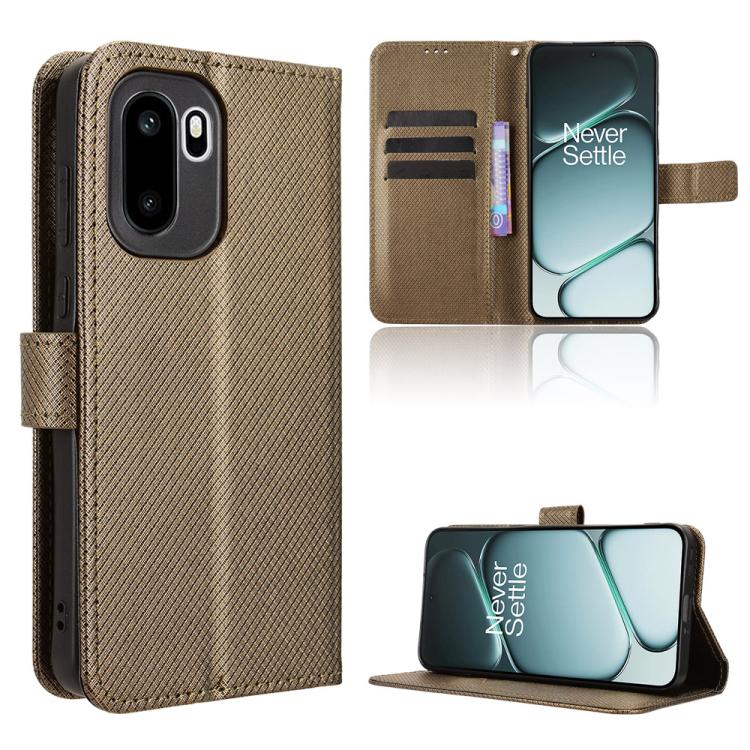 

For OnePlus Ace 6 / Ace 6T / 15R Diamond Texture Leather Phone Case(Brown)