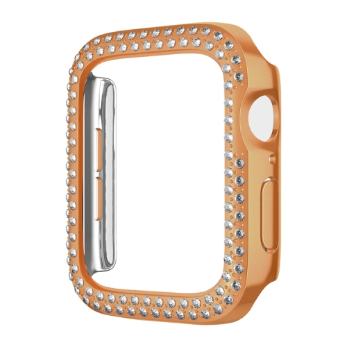 

For Apple Watch Series 6 / 5 / 4 / SE 44mm Plating Dual-Row Diamond Hollow PC Watch Case(Rose Gold)