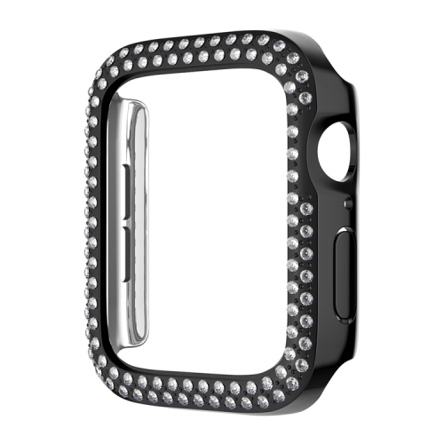 

For Apple Watch Series 3 / 2 / 1 42mm Plating Dual-Row Diamond Hollow PC Watch Case(Black)