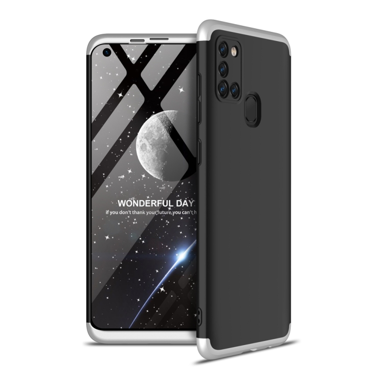 

For Samsung Galaxy A21s GKK Three Stage Splicing Full Coverage PC Protective Case(Black Silver)