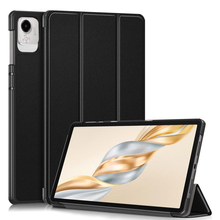 

For Honor Pad X9a / X9 Pro Custer Pure Color 3-Fold Leather Tablet Case(Black)