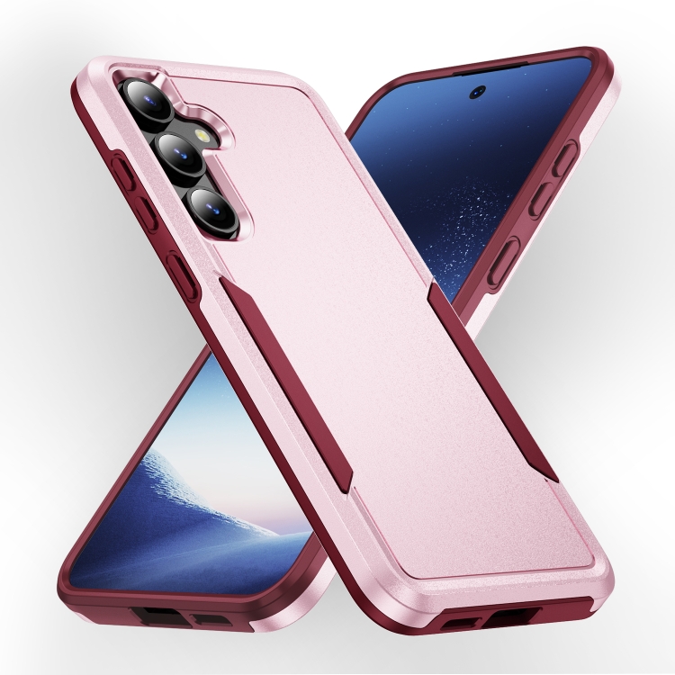 

For Samsung Galaxy S24 5G Pioneer Armor Heavy Duty PC + TPU Phone Case(Pink+Rose Red)