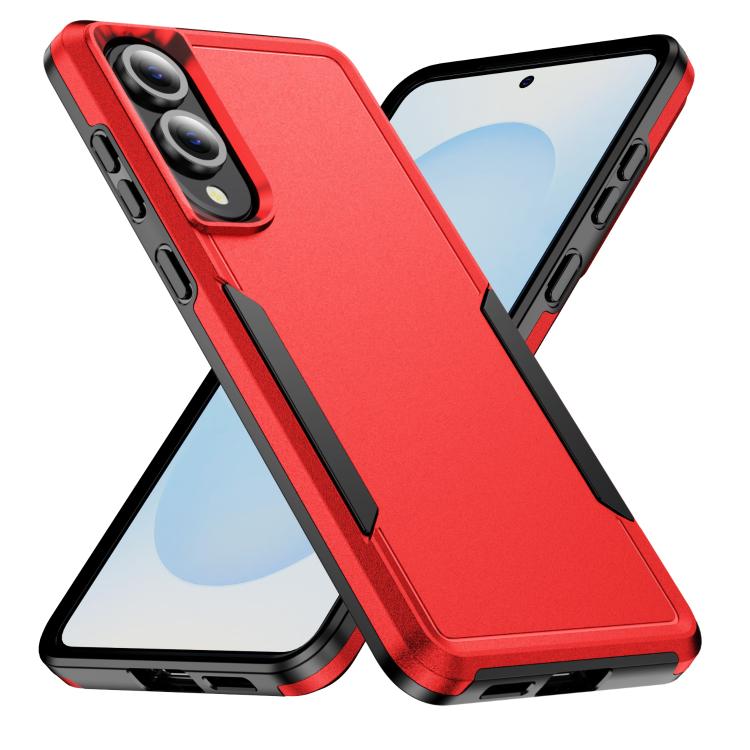 

For Samsung Galaxy S25 Edge 5G Pioneer Armor Heavy Duty PC Hybrid TPU Phone Case(Red+Black)