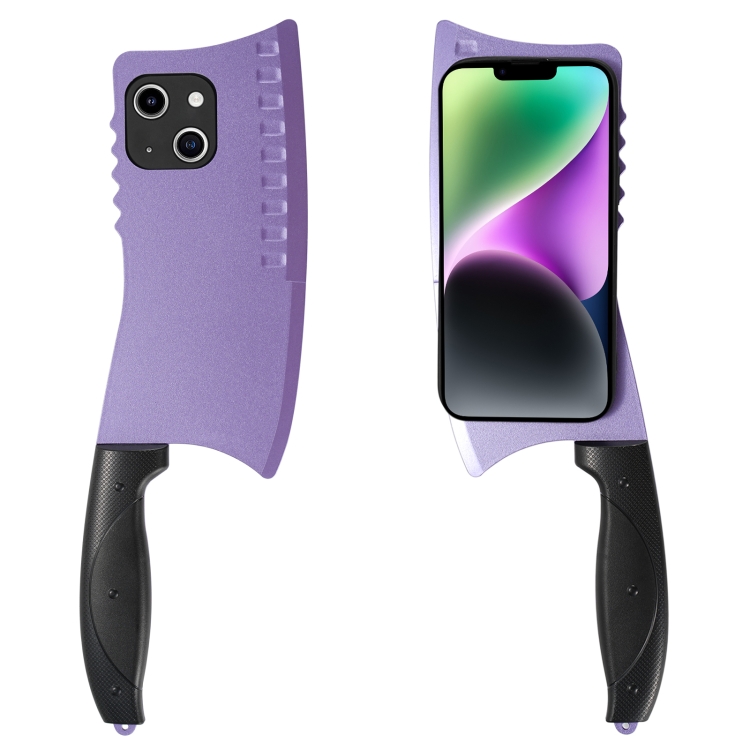 

For iPhone 14 Simulated Kitchen Knife TPU + PC Phone Case(Purple)