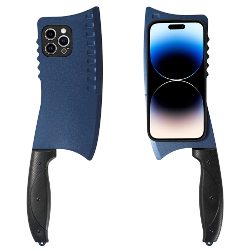 

For iPhone 14 Pro Max Simulated Kitchen Knife TPU + PC Phone Case(Blue)
