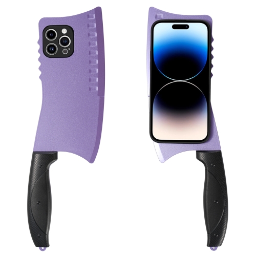 

For iPhone 14 Pro Max Simulated Kitchen Knife TPU + PC Phone Case(Purple)