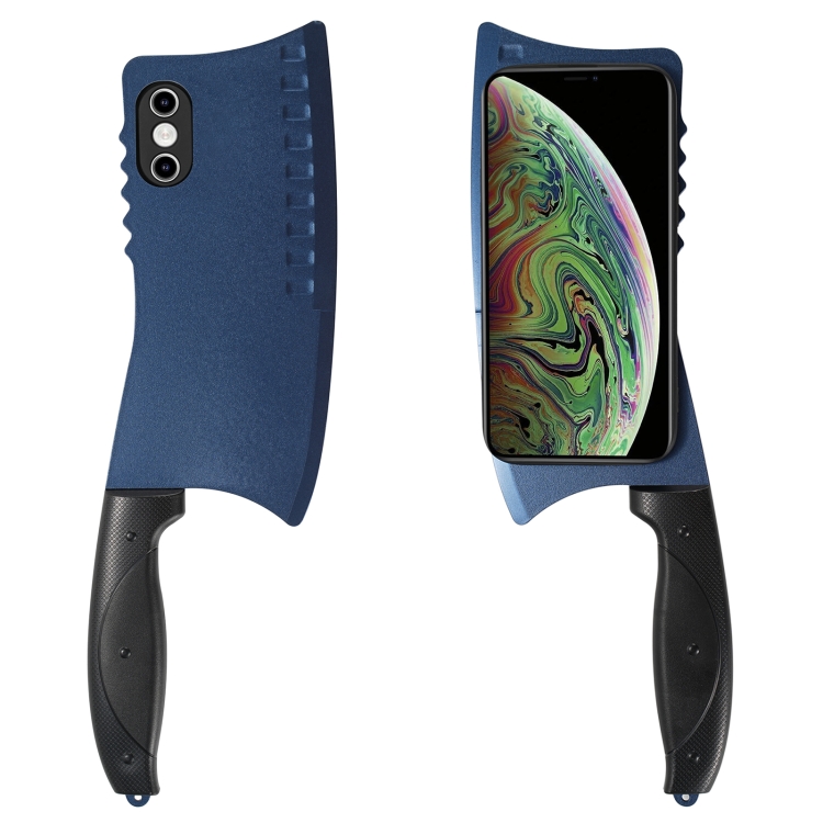 

For iPhone XS Max Simulated Kitchen Knife TPU + PC Phone Case(Blue)