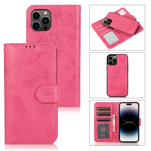 

For iPhone 15 Pro Max 2 in 1 Detachable Phone Leather Case(Pink)
