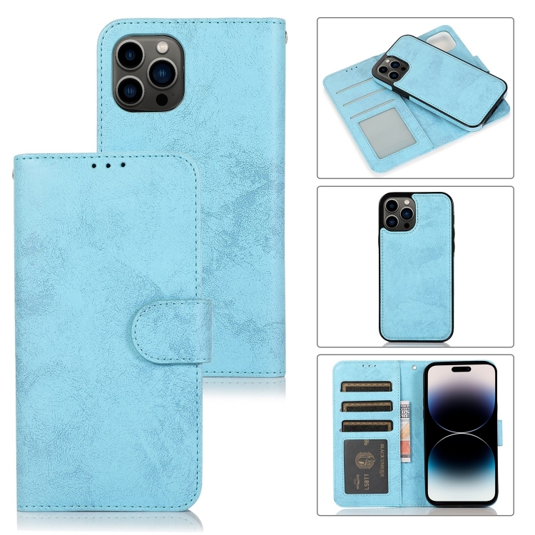 

For iPhone 15 Pro Max 2 in 1 Detachable Phone Leather Case(Blue)