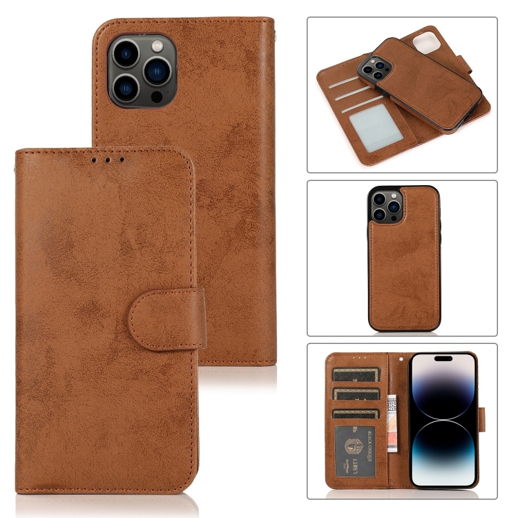 

For iPhone 15 Pro Max 2 in 1 Detachable Phone Leather Case(Brown)