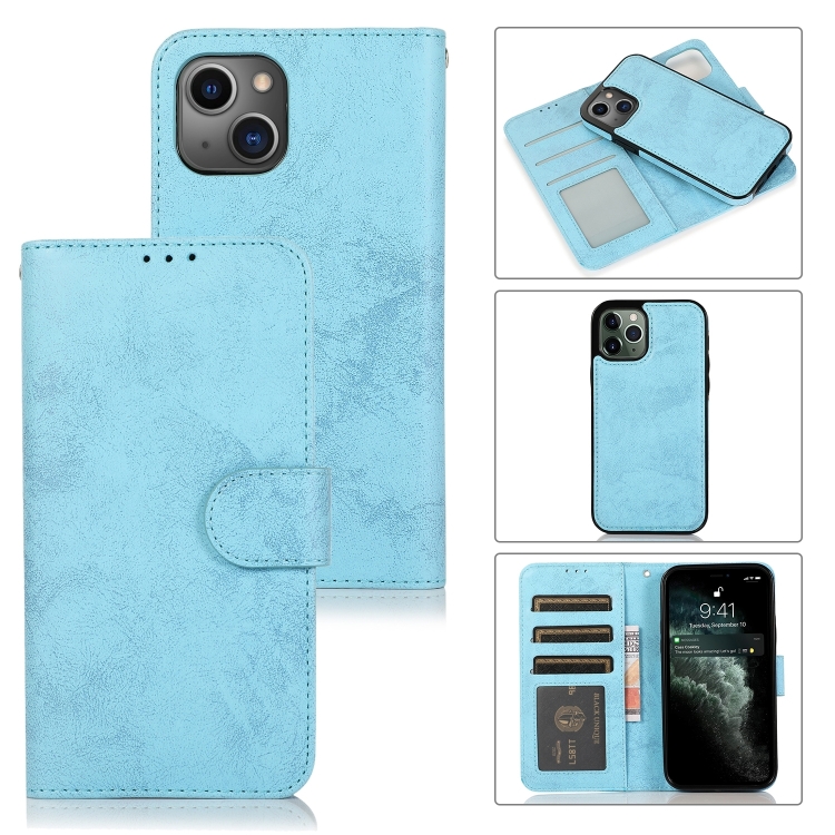 

For iPhone 15 Plus 2 in 1 Detachable Phone Leather Case(Blue)