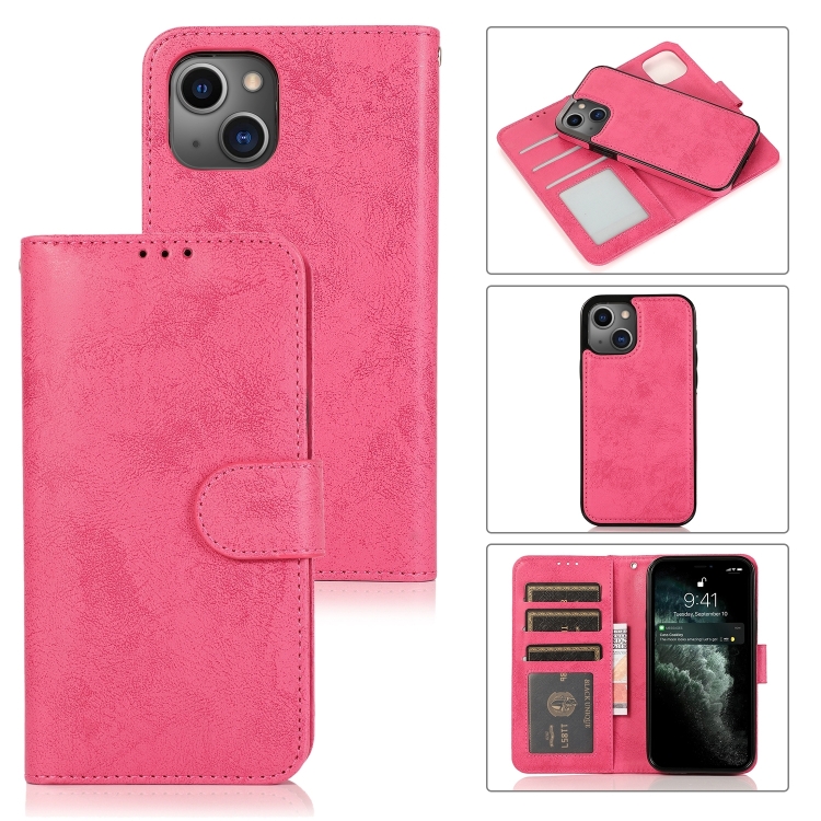 

For iPhone 15 2 in 1 Detachable Phone Leather Case(Pink)