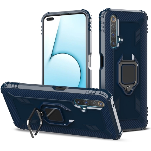 

For OPPO Realme X50 & Realme X3 Carbon Fiber Protective Case with 360 Degree Rotating Ring Holder(Blue)